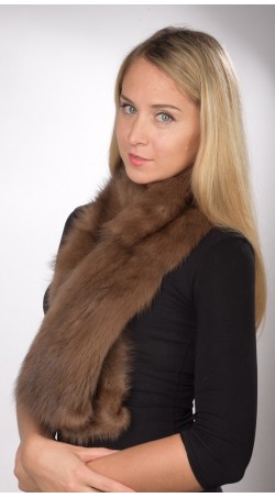 Brown sable fur scarf, for women